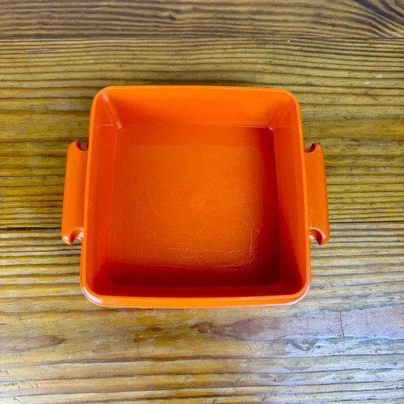 Vintage Tupperware Orange Square Container | Classic Mid-Century Kitchen - Picture 13 of 16